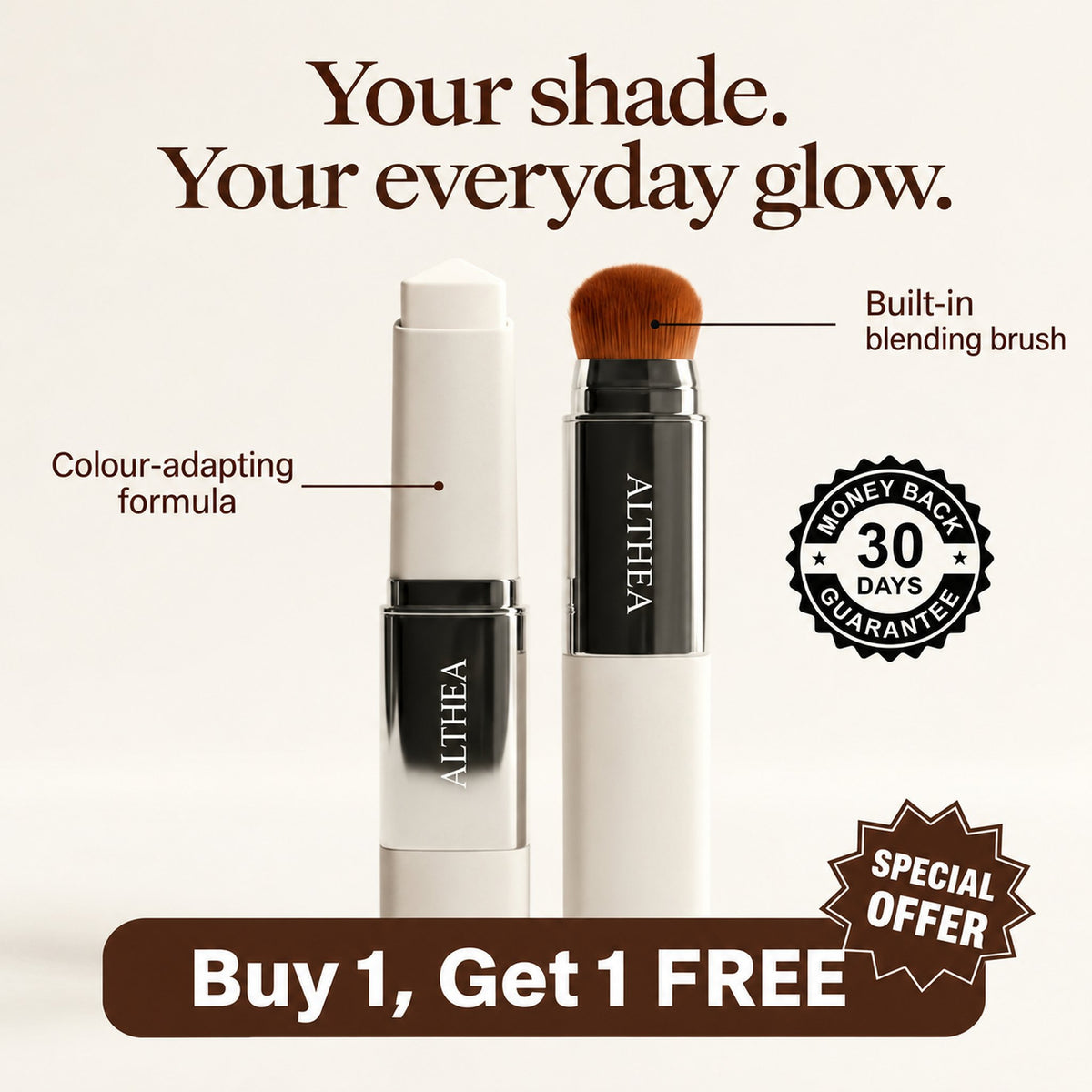 Althea True Tone Stick with built-in blending brush - Buy 1 Get 1 Free