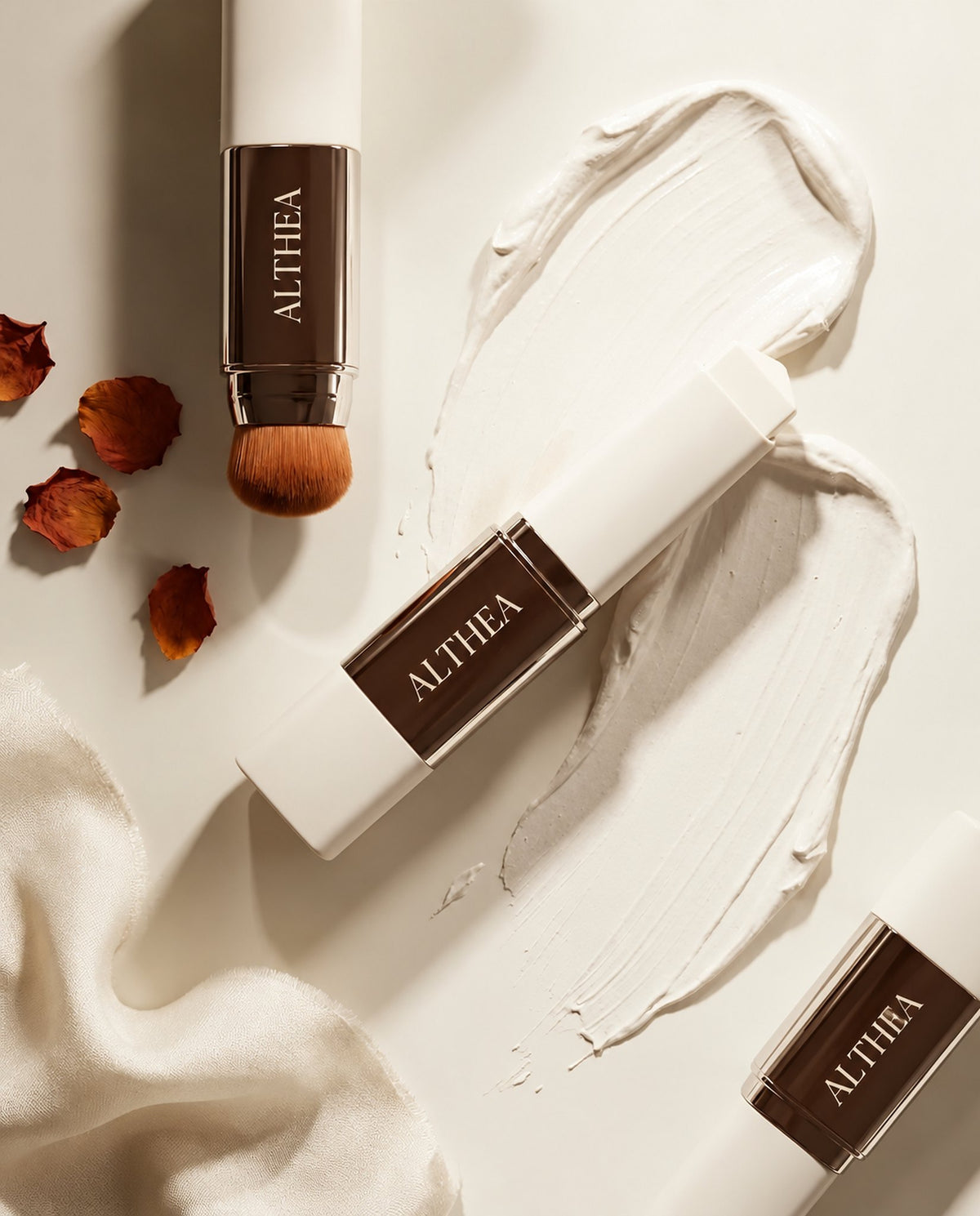 Althea True Tone Stick and brush flat lay